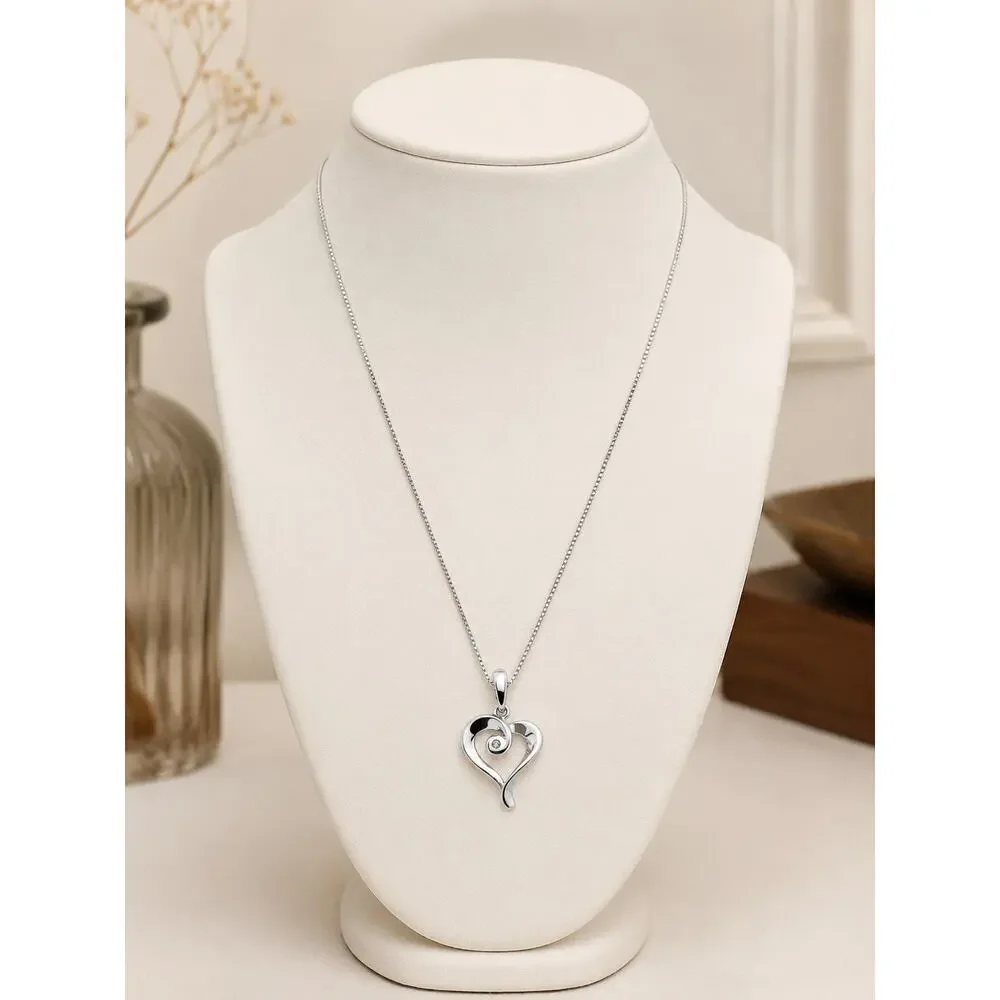 Ostbye Diva Diamonds Sterling Silver .01 CT Heart Pendant Necklace 18 Inch